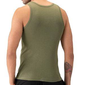 Débardeur de gym en coton tricoté avec broderie, sans manches, uni, avec logo personnalisé, pour musculation, fitness, style décontracté, pour hommes - Product Image 3