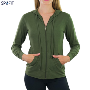 Sudadera con capucha y cremallera para mujer, forro polar, informal, con bolsillos canguro, puños y dobladillo acanalados - Product Image 6