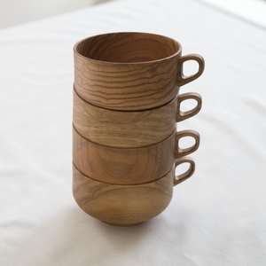 Mug en bois écologique fait main en bois naturel, tasse à café et à thé, logo personnalisé, fabricant et fournisseur en gros de vaisselle. - Product Image 4