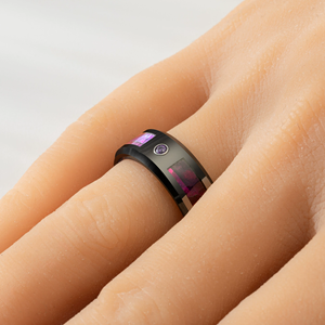Bague en carbure de tungstène couleur bronze avec incrustation de résine onirique et zircone <span class=keywords><strong>violette</strong></span>, alliance de 8 mm pour homme, bijoux Galaxy en gros - Product Image 3