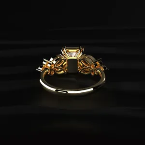 D-E Color VVS-VS Clarity IGI Certified Radiant Cut <b>Diamond</b> <b>Ring</b> With Floral Pave Flawless CVD <b>Diamond</b> <b>Ring</b> Luxury <b>Diamond</b> <b>Ring</b>. - Product Image 4