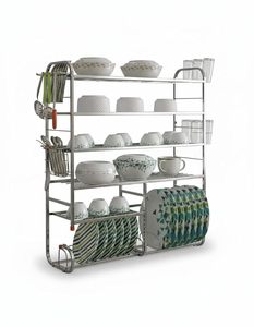 Étagère murale de cuisine en acier inoxydable à 4 niveaux, porte-vaisselle, organisateur de rangement, 36x30x9,5 pouces - Product Image 2