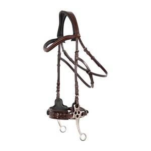 Bridon pour cheval en cuir véritable, artisanal et durable, avec rênes, pour l'équitation de trail et de course, offrant un ajustement confortable. - Product Image 1
