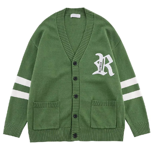 Cardigan en laine acrylique tricoté de haute qualité pour femme, col rond, décontracté, anti-boulochage, avec logo brodé personnalisé - Product Image 3