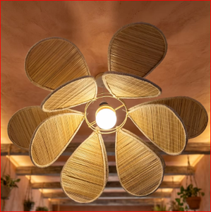 LAMPE À SUSPENSION CHICK LEAF LAMP en bambou tissé à la main, lampe suspendue en rotin naturel, lampe de plafond florale pour la décoration de la maison - Product Image 4
