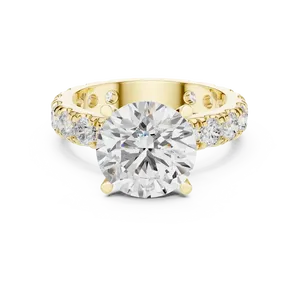 Bague de fiançailles en diamant de laboratoire rond brillant 3 carats, or massif 18 carats, certifiée IGI, avec large bande d'accentuation éternelle, VVS E-F - Product Image 1