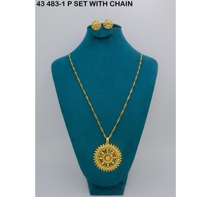 Gold Plated Designer Dubai Jewelry Pendant Chain African <b>Bridal</b> Necklace Saudi Arabia for Women Wedding Jewelry Pendant set - Product Image 2