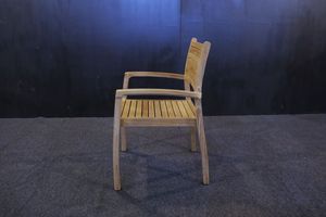 Solid Teak Wood Stacking <b>Chair</b> with Armrest Modern Design Outdoor Dining Furniture Well Sanded Finish Model CHA68 - Product Image 3