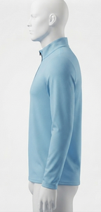 Suéter de Punto Azul Claro para Hombre, Cuello Alto, Manga Larga, Cierre de Cremallera, Transpirable, Corte Regular, para Otoño - Product Image 2