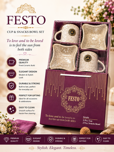 Juego de Regalo de Tazas y Tazones de Cerámica de Lujo, 4 + 4 Piezas, Caja de Papel Rígido, Vajilla para Té y Café con Impresión, para las Fiestas - Product Image 3