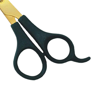 Ciseaux de coiffure de qualité supérieure avec lame en acier inoxydable, manche en plastique noir et finition dorée, logo personnalisé, faible MOQ, ciseaux de sécurité - Product Image 4