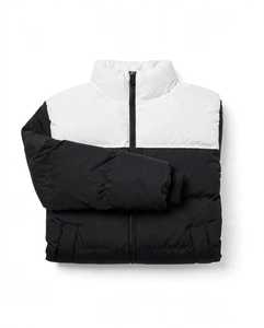 Veste matelassée imperméable à capuche, color block noir et blanc, fermeture éclair intégrale, hiver, unisexe, décontractée, polyester/nylon - Product Image 5