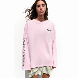 T-shirt à manches longues pour femme OEM, tee-shirt graphique oversize, streetwear décontracté, haut à manches longues, fabricant de vêtements personnalisés, vente en gros - Product Image 1