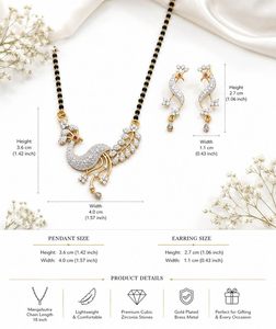 Parure de bijoux de mariée en or plaqué zircon, style paon, pour occasions de mariage, style classique avec boucles d'oreilles et coiffe - Product Image 5