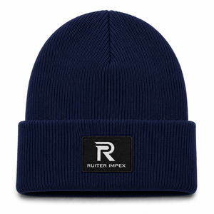 Custom Embroidered 3D Rib Knit 100% Acrylic Adjustable Beanie <b>Hat</b> <b>Winter</b> Warm Cuffed with Woven Logo for Men & Women - Product Image 1