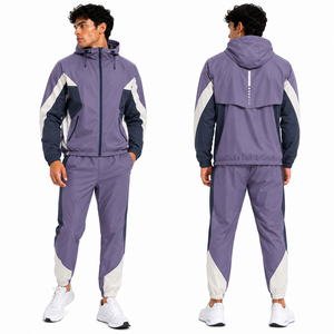 Athletic Windbreaker Set Men Custom Color Block <b>Running</b> <b>Jacket</b> Matching Track Trousers Label Breathable Quick Dry <b>Reflective</b> Zip - Product Image 6