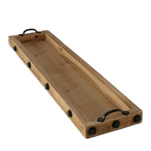 New Arrival Wooden Rectangle Tray 75cm with Metal Handles for Industrial Home Decor Stylish Large Tray for Office and Dining - Product Image 1