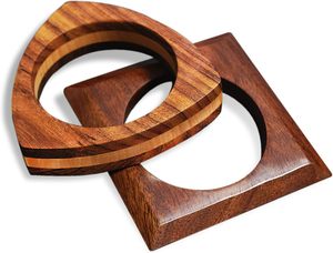 Conjunto de Brazaletes de Madera Inspirado en la Sangría, Hecho a Mano con Madera Premium, Tallado a Mano, Decoración con Virutas de Latón, Acabado Pulido a Mano - Product Image 4