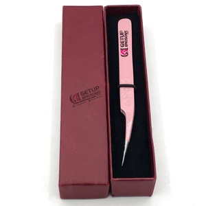 Pinzas Profesionales de Acero Inoxidable para Extensión de Pestañas, 10 mm, Punta Serrada, Antimagnéticas, Antiestáticas, Recubrimiento de Polvo Rosa Claro - Product Image 1