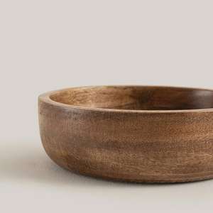 Elegante Tazón de Madera de Mango Hecho a Mano de 20 cm, Tazón de Madera Natural para Servir Ensaladas y Frutas, Vajilla de Cocina, Tazón Decorativo - Product Image 2