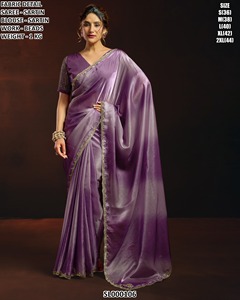 Elegant Pink <b>Satin</b> <b>Saree</b> With Beaded Work Floor Length Wedding Wear For Women SL000106 - Product Image 5