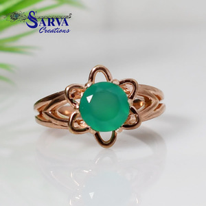 Vintage <b>Green</b> Onyx Flower <b>Ring</b> Rose Gold Plated 925 Sterling Silver Zirconia Women Engagement Wedding Fine Jewelry Gemstone <b>Ring</b> - Product Image 3