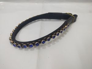 Bandeau en cuir perlé avec pierres bleues en cristal très demandé pour chevaux, toutes tailles disponibles pour la vente en gros. - Product Image 3