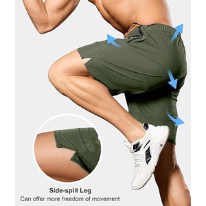 <b>Men</b> 2 In 1 Workout <b>Shorts</b> <b>Compression</b> Liner Running Gym <b>Shorts</b> Phone Pocket OEM Custom Branding Bulk - Product Image 6