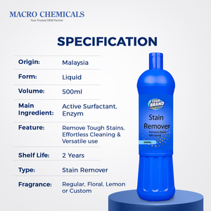 Effective Malaysia Manufacturer OEM Stain Remover High Efficiency Formula For Tough Grease Stains Fabric Clean Booster <b>Blue</b> - Product Image 6