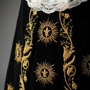 Premium Black Velvet Silk Elegant Gold Bullion Embroidered Church Statue Virgin Mary Vestment Gown for Women Summer Winter - Product Image 6