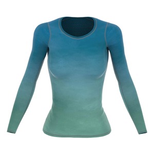 Haut de compression respirant de haute qualité pour femmes, personnalisé, pour le fitness et le sport, imprimé par transfert thermique, 100 % polyester, col en V, coupe courte - Product Image 4