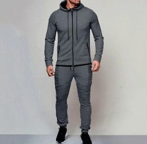 Ensemble de survêtement en molleton 2 pièces pour homme, personnalisé, hiver, fermeture éclair, 100% coton, sport, jogging - Product Image 2