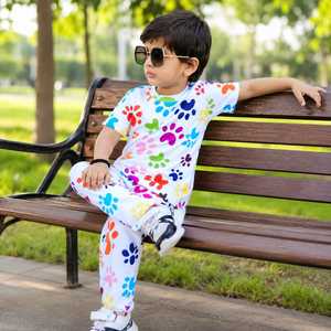 ชุดเด็กผู้ชายลายพิมพ์หลากสี ชุดเซ็ตเสื้อยืดแขนสั้นและกางเกงขายาว - Product Image 4