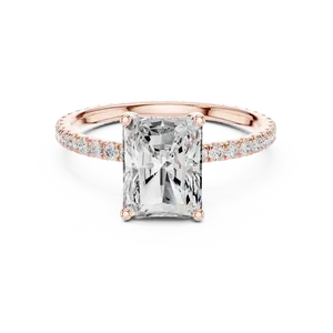 Anillo de Compromiso con Diamante Cultivado en Laboratorio Radiante, Oro Sólido de 18K, Banda Eternity con Pavé, Piedra Central de 2.5ct, Color E, Anillo de Novia con Laterales Redondos - Product Image 5