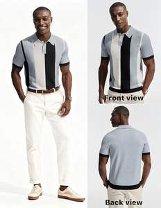 Chemises polo pour hommes, chemises à rayures vintage à boutons, chemises décontractées en tricot - Product Image 2