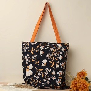 Canvas Tote Bag Medium Black Hand Length Handle Shopping Bag Daily Use - Product Image 5