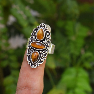 Natural <b>Tiger</b> <b>Eye</b> Stone <b>Ring</b> Handmade 925 Silver Gemstone Jewelry <b>Ring</b> For Her - Product Image 4