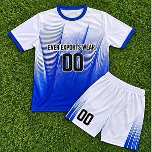 Jersey y Pantalones Cortos de Fútbol con Degradado Blanco y Azul Rey, Nuevo Diseño, MOQ Bajo, para Equipos Escolares, Clubes y Ligas de Jóvenes y Adultos - Product Image 1