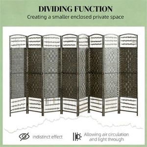 Paravento Pieghevole a 8 Ante Grigio Scuro, Divisorio per Stanza e Schermo per la Privacy - Product Image 4