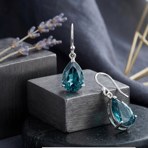 ต่างหูไฮโดรสีน้ำเงินขายดีที่สุด ยาว 6 นิ้ว ประดับเพชร CZ ห้อยระย้า เงินแท้ 925 ชุบทอง 18K ต่างหูแฟชั่นทันสมัย ของขวัญสำหรับเธอ - Product Image 4