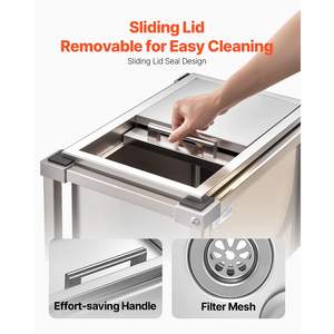 Rolling Ice Chest Cooler Cart 18"L X12"W X14.5"H <b>Stainless</b> <b>Steel</b> 29.6 Quart Outdoor Stand Cooler Trolley Sliding Lid Model - Product Image 6