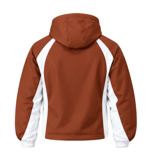 Brown White Hooded Tracksuit Set Full Zip <b>Jacket</b> <b>Straight</b> Leg Pants Custom Athletic Training Sportswear Two Piece Outfit Set - Product Image 4
