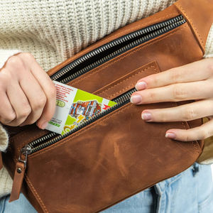 Riñonera de Cuero Genuino Crazy Horse, Estilo Nuevo, con Logotipo Personalizado, Bandolera de Piel de Vaca Auténtica - Product Image 2