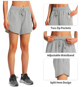 Shorts de sport décontractés pour hommes, en tissu éponge, séchage rapide, anti-plis, brodés, avec ourlet fendu, taille haute élastique, respirants et amples - Product Image 4