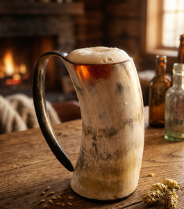 แก้วเบียร์ทำมือจากเขาสัตว์ สไตล์ไวกิ้ง แก้วดื่มทำจากเขาสัตว์แท้ สำหรับบาร์ ร้านอาหาร ของขวัญ และของตกแต่งบ้าน - Product Image 1