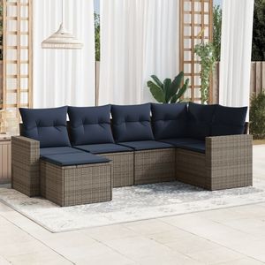Juego de sofás de patio de ratán sintético gris de 6 piezas con cojines, conjuntos de jardín - Product Image 1