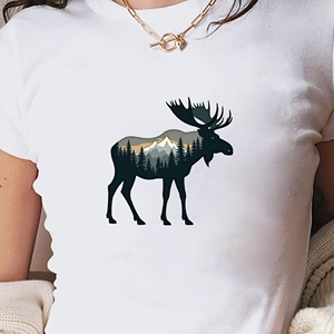 เสื้อยืดสั้นแฟชั่นผู้หญิงลายภูมิทัศน์ป่า - Product Image 3