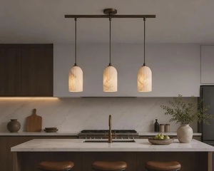 Modern Marble Pendant Light 3-Light Ceiling Fixture Indoor Kitchen Decor Handmade Irregular Shade Design - Product Image 2