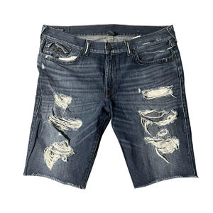 DAIZEN STAR <b>Men's</b> Summer Casual Light Wash <b>Denim</b> <b>Cargo</b> Mid Waist Embroidered Breathable Eco-Friendly Quick Dry Zippers Button - Product Image 1