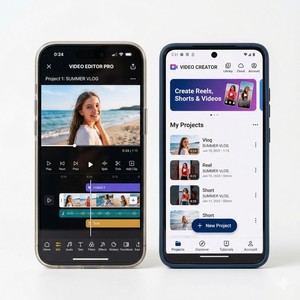 แอปตัดต่อวิดีโอสำหรับองค์กร ตัวสร้างภาพยนตร์ เครื่องมือตัดต่อวิดีโอแบบม้วนและวิดีโอสั้น รองรับ Mac พร้อมสต็อกวิดีโอ - Product Image 1